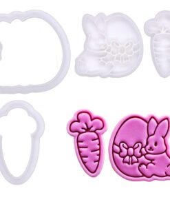 Bakerology Easter Bunny Treats - Mini 2 Zoll Ausstech- und Pradge-Sets, Hase mit Osterei & Karotte für Osterdekoration
