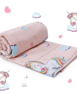 Sivio Gewichtsdecke, 1,4 kg, Hypoallergene Schlafhilfe für Stressabbau, 90x120 cm, Pinkes Einhorn, 100% Natürliche Baumw