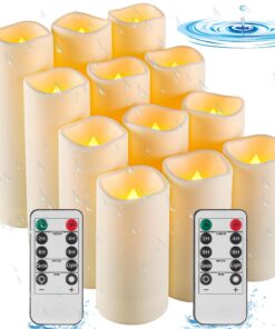 Da by Wasserdichte Kerzen für den Freiraum, flammenlose LED-Batteriekerzen, 12PCS thermounterhohlzeitbeständige simulier
