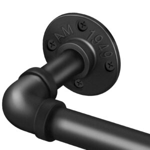 PUWOWYE Schwarz Ausziehbar Gardinenstange, Industrielle Deckenmontage für Scheibengardinen 25 mm, Vorhangstange für Fens