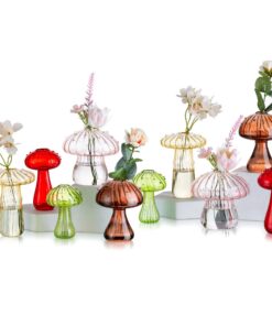 Glasseam Pilz-Anzuchtvase Set - 10 farbige Hydrokultur-Glasvasen, dekorative Mini-Vasen für Schlafzimmer & Küche