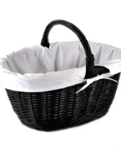 Korb aus Weide Picknickkorb BTH 43/33/25-35cm stabil Black K13-113-S-SW Korb aus Weide Pilzkorb BTH 43/33/25-35cm stab