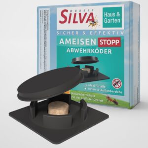 SILVA® Ameisenköderdose - Natürlicher Wirkstoff für Innen & Außen - Geruchsneutral - 4 Dosen, bis zu 14 Tage wirksam