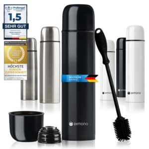 Edelstahl Thermosflasche mit Becher & Bürste; Doppelwandige Isolierkanne hält Getränke heiß & kalt; Auslaufsicher, Spülm