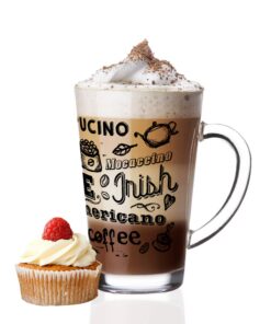 Sendez 6 Latte Macchiato Gläser 300ml mit Kaffee-Aufdruck für Coffee-Liebhaber zur Haushalts- und Geschenkverwendung