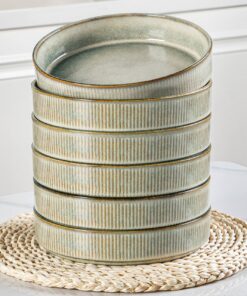 GBhome Steingut Suppenteller 19cm Set für 6 Pers. Kratzfest Spülmaschine Mikrowelle sicher Desert Salbei