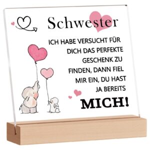 PRSTENLY Schwester Geschenk Acryl Dekor Geschenke für Frauen, Schwester Geburtstag Geschenke Beste Freundin Freundschaft