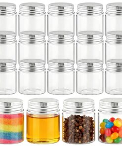 15 Stück 50ml Mini Glasflaschen 45mm x 50mm mit Aluminium Schraubverschluss für DIY-Projekte Hochzeit Party
