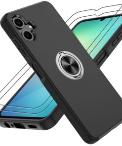Gritup für Samsung Galaxy A06 Schutzhülle Schwarz Militärstandard Stoßfeste 360° Drehbar Metallhalterung