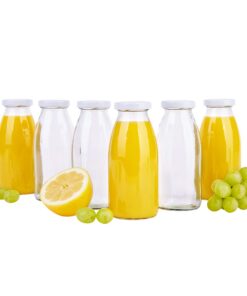 MamboCat Saftflaschen 6er Set 250ml + Twist-Off Deckel TO43 weiß | Luftdichte Weithalsflaschen zum Einkochen & Befüllen