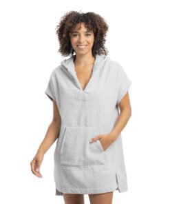 HOMELEVEL Poncho Damen aus 100% Baumwolle - Badeponcho mit Kapuze für Strand Sauna Surf - OEKO-TEX STANDARD 100