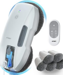 Fmart Fensterreiniger, Fensterputzroboter mit Wasserstrahl | Stark Saugkraft 3800PA | Mehrfach Sicherheitsschutz | Ferng
