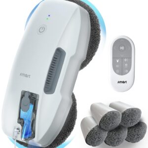 Fmart Fensterreiniger, Fensterputzroboter mit Wasserstrahl | Stark Saugkraft 3800PA | Mehrfach Sicherheitsschutz | Ferng