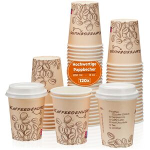 MH QUALITY Hochwertige Kaffeebecher To Go | Premium Einweg Pappbecher Ohne Deckel für Kaffee | Hellbraun 120 Stück