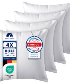 Gentle North Kopfkissen (45x45 cm groß) - Waschbares Ökotex-Sofakissen für Wohnraumdekoration - Weiß