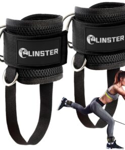 LINSTER Fußschlaufen Kabelzug für Seilzug Fitness mit Fixseil (2 Stück) - Ankle Straps für Frauen und Männer - Gesäßmusk