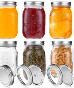 Meal Prep Gläser für Hausgemachte Marmelade und Overnacht-Oat-Mix 6er Set 450ml Klarglas Einmachgläser mit Ersatzdeckel