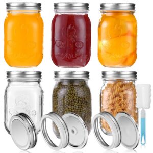 Meal Prep Gläser für Hausgemachte Marmelade und Overnacht-Oat-Mix 6er Set 450ml Klarglas Einmachgläser mit Ersatzdeckel