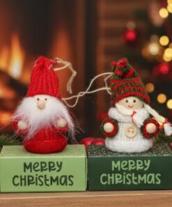 KAMACA 4er Set Geschenkverpackung für kleine Präsente Weihnachten mit Holz-Wichteln (Geldgeschenkbox WICHTEL + ELFEN)