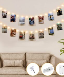 Kolpop Lichterkette mit Klammern für Fotos 5M 50LED Batteriebetriebene Fotoclips für Hochzeiten und Party Bilder Aufhäng