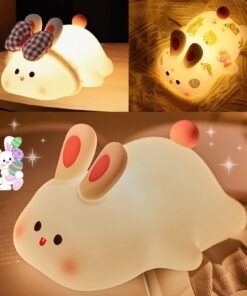 DesignWish Kinder LED Nachttischlampe Touch Dimmbar Mädchen & Baby Schlaflicht | DesignWish Hasen Kinderlampe mit Timer