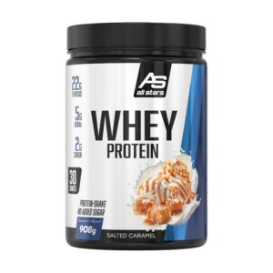 All Stars 100% Whey Protein 908g - hochwertiges Protein-Pulver mit Salted Caramel-Schlagschmier erectile Low-Fat Powder