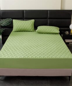 Aotiwe Spannbettlaken Kuschelig Rasengrün Gitterstruktur 180x200cm mit 2 Kissenbezügen | Soft & Comfortlich | Aotiwe Bed