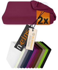 N Plus Eins 2er Pack Spannbezüge für Gesundheitskissen S, 30-35 x 45-50 cm, Bordeaux OEKO-TEX STANDARD 100 N Plus Eins