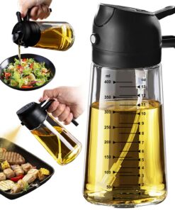 TrendPlain 2-in-1 Ölspender und Ölsprüher - für Salat, Grillen und Kochen - 16oz Schwarz 470ml Olivenöl Flasche