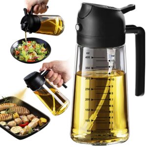 TrendPlain 2-in-1 Ölspender und Ölsprüher - für Salat, Grillen und Kochen - 16oz Schwarz 470ml Olivenöl Flasche