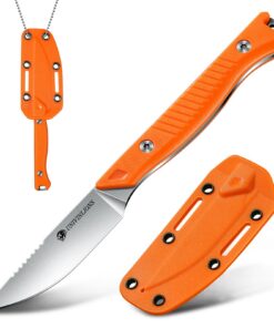 Survival Messer Halskette mit Kydex Scheide und G10 Griff für Outdoor Aktivitäten und Jagd Orange