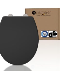Instmaier Toilettendeckel Schwarz matt | TÜV geprüft | Quick Release Funktion | Ovale Form | Absenkautomatik