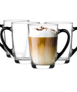Krosno Kaffeeglas 300ml Hochglanz Spülmaschinenfest Schwarz | Glasmark Kaffee Becher Mit Henkel 300ml Hochglanz Schwarz