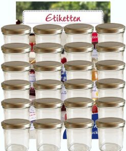 hocz Sturzgläser 167ml 48 Stück Silber mit Deckel & Etiketten zum Beschriften Marmeladengläser Einmachgläser