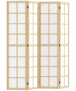 HOMCOM Paravent 4-teilig Raumteiler für Wohnzimmer – Sichtschutz, Faltbar, Naturdesign 160 x 170 cm