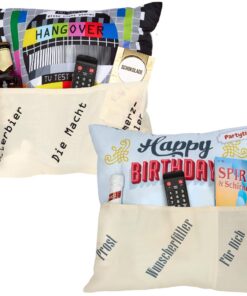 KAMACA Originelles Wendekissen mit 3 Taschen - Geschenk für Männer, Frauen und Jugendliche - Geburtstag & Party Deko (Bi