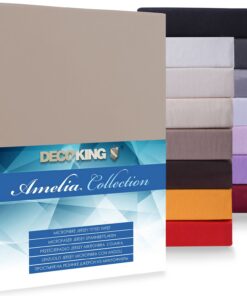 DecoKing Microfaser Spannbettlaken für Boxspringbetten Amelia Cappuccino 180x200-200x220
