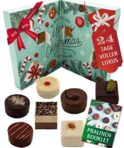 Hallingers Genuss Manufaktur Alkoholfreie Pralinen Adventskalender 2025 – 24 handgemachte Schoko Pralinen für Familie un