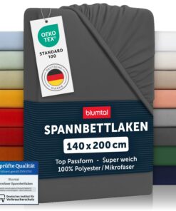 Blumtal® Spannbettlaken 140x200 cm - Microfaser Bettlaken - Oekotex zertifiziert - AnthrazitOEKO-TEX STANDARD 100