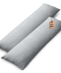 NatureMark 2er Set Jersey Kissenbezüge Silber Grau – 100% Baumwolle – Weich & Atmungsaktiv – Silber Grau 40x145 cm
