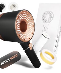 DuschDream® | Luxus Duschkopfanti Kalk mit Aromaduft | Wassersparend für Skincare | 2 Strahlarten (Schwarz - Rosè)