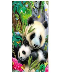 Seemann Zomer Strandtuch Groß 90x180 cm Schnelltrocknendes Mikrofaser Bedrucktes Panda Eltern und Kinder Motiv