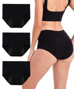 INNERSY Periodenunterschwäsche Light Blood Flow High Waist Secure Leakage Menstruation Slip Pure Cotton 3 Pack OEKO-TEX