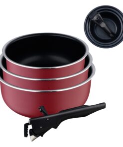 BERGNER Red Edition Topfset 3-teilig 16, 18 und 20 cm | Gepresstes und Antihaftbeschichtetes Aluminium | Für Alle Herdar
