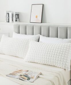2er Set Plüsch Kissenbezüge, Super Soft Zierkissenbezüge, perfekt für Wohnzimmer und Schlafzimmer - Weiß (40x80 cm)