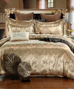 DXHOME Bettwäsche Satin Golden Gelb Blumenmuster Set OEKO-TEX STANDARD 100