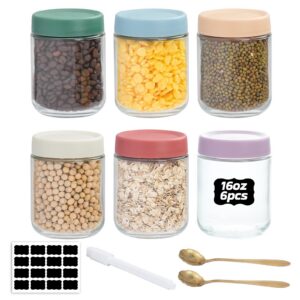 6 Stück Overnight Oats Gläser, 500ml Einmachgläser mit Schraubdeckel, Meal Prep Boxen für Fitness-Lovers in der Küche
