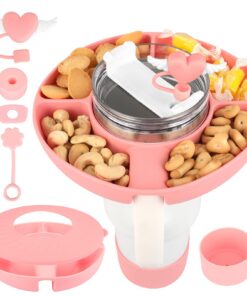 Stanley Cup Snackschale mit Deckel 40oz, Silikonschale für Nüsse und Snacks, Rosa