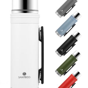 SANTECO Heiß- und Kalt-Thermoskanne 1L - für unterwegs - Edelstahl mit Trinkgriff und Isolierung - BPA Frei - mit Trinkb