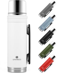 SANTECO Heiß- und Kalt-Thermoskanne 1L - für unterwegs - Edelstahl mit Trinkgriff und Isolierung - BPA Frei - mit Trinkb